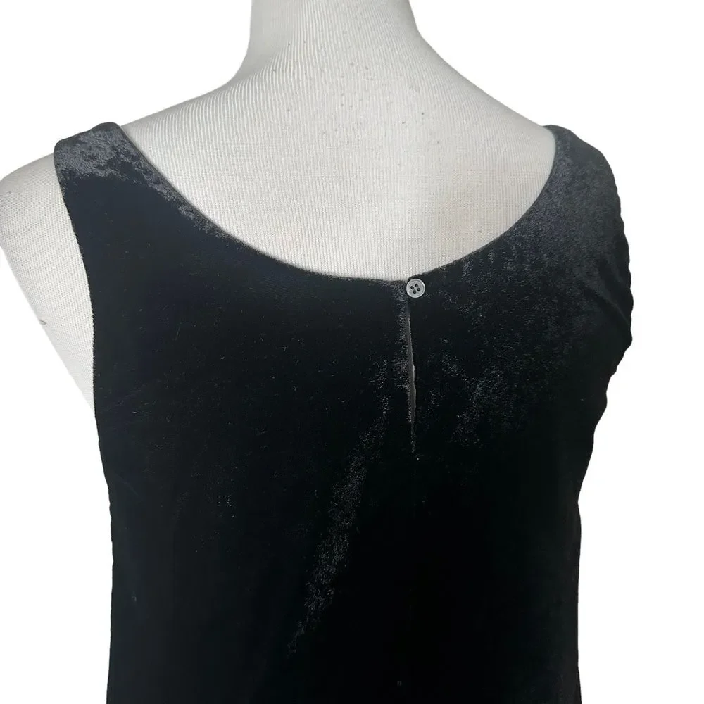 J Crew Black Velvet Tank‎ Top Women Size 0 Sleeveless Layering Minimalist